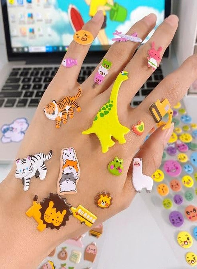 Gifting Square Paper 3D Reusable Self-Adhesive Sticker s For Kids Craft Decoration Diy Variety Pack For Scrapbooking Journal Including Animal,Hearts,Rainbow,Fish,Dinosaurs,Car Etc (10Sheets) - Image 2